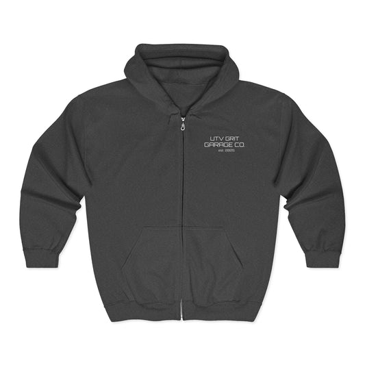 UTV Grit Garage Co.™ Midweight Zip Hoodie — “Ride Hard. Wrench Harder.”